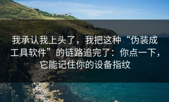 我承认我上头了，我把这种“伪装成工具软件”的链路追完了：你点一下，它能记住你的设备指纹