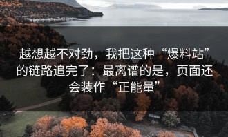 越想越不对劲，我把这种“爆料站”的链路追完了：最离谱的是，页面还会装作“正能量”
