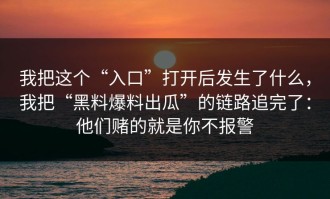 我把这个“入口”打开后发生了什么，我把“黑料爆料出瓜”的链路追完了：他们赌的就是你不报警