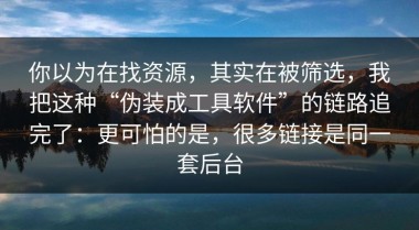 你以为在找资源，其实在被筛选，我把这种“伪装成工具软件”的链路追完了：更可怕的是，很多链接是同一套后台