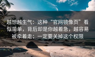 越想越生气：这种“官网镜像页”看似简单，背后却是你越着急，越容易被牵着走；一定要关掉这个权限