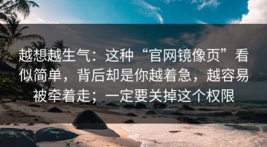 越想越生气：这种“官网镜像页”看似简单，背后却是你越着急，越容易被牵着走；一定要关掉这个权限