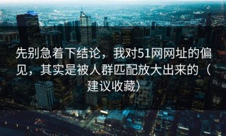 先别急着下结论，我对51网网址的偏见，其实是被人群匹配放大出来的（建议收藏）