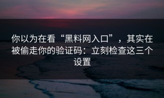 你以为在看“黑料网入口”，其实在被偷走你的验证码：立刻检查这三个设置