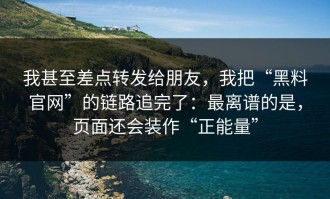 我甚至差点转发给朋友，我把“黑料官网”的链路追完了：最离谱的是，页面还会装作“正能量”