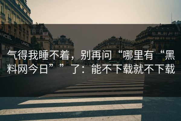 气得我睡不着，别再问“哪里有“黑料网今日””了：能不下载就不下载