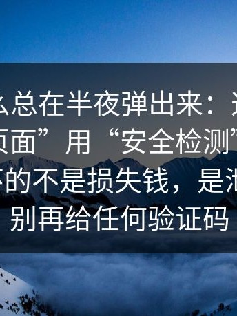 它为什么总在半夜弹出来：这种“备用网址页面”用“安全检测”吓你授权，最坏的不是损失钱，是泄露隐私；别再给任何验证码