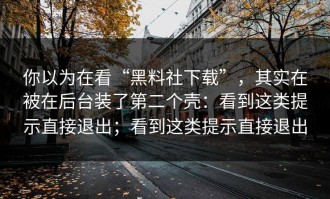 你以为在看“黑料社下载”，其实在被在后台装了第二个壳：看到这类提示直接退出；看到这类提示直接退出