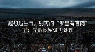 越想越生气，别再问“哪里有官网”了：先截图留证再处理