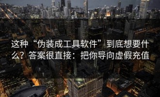 这种“伪装成工具软件”到底想要什么？答案很直接：把你导向虚假充值