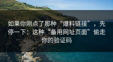 如果你刚点了那种“爆料链接”，先停一下：这种“备用网址页面”偷走你的验证码