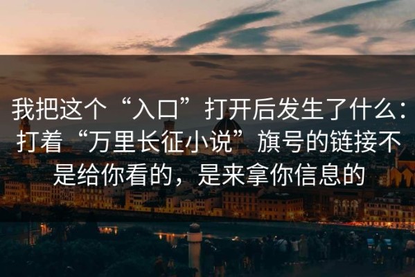 我把这个“入口”打开后发生了什么：打着“万里长征小说”旗号的链接不是给你看的，是来拿你信息的