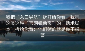 我把“入口导航”拆开给你看，我把这类这种“官网镜像页”的“话术脚本”拆给你看：他们赌的就是你不报警