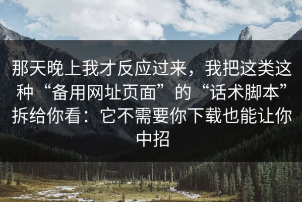 那天晚上我才反应过来，我把这类这种“备用网址页面”的“话术脚本”拆给你看：它不需要你下载也能让你中招