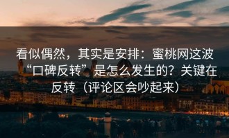 看似偶然，其实是安排：蜜桃网这波“口碑反转”是怎么发生的？关键在反转（评论区会吵起来）