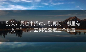 别笑，我也中招过，别再问“哪里有入口”了：立刻检查这三个设置