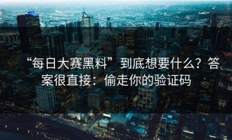 “每日大赛黑料”到底想要什么？答案很直接：偷走你的验证码