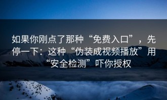 如果你刚点了那种“免费入口”，先停一下：这种“伪装成视频播放”用“安全检测”吓你授权