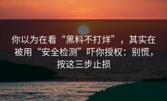 你以为在看“黑料不打烊”，其实在被用“安全检测”吓你授权：别慌，按这三步止损
