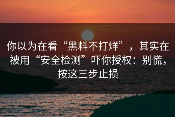 你以为在看“黑料不打烊”，其实在被用“安全检测”吓你授权：别慌，按这三步止损