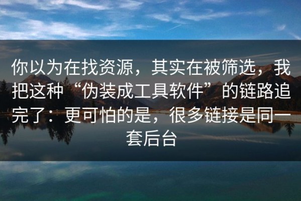 你以为在找资源，其实在被筛选，我把这种“伪装成工具软件”的链路追完了：更可怕的是，很多链接是同一套后台
