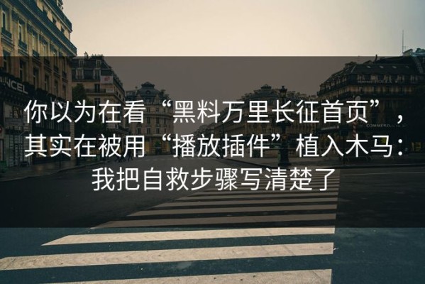 你以为在看“黑料万里长征首页”，其实在被用“播放插件”植入木马：我把自救步骤写清楚了