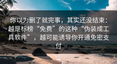 你以为删了就完事，其实还没结束：越是标榜“免费”的这种“伪装成工具软件”，越可能诱导你开通免密支付