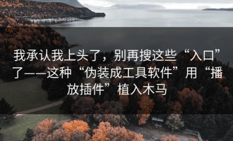 我承认我上头了，别再搜这些“入口”了——这种“伪装成工具软件”用“播放插件”植入木马