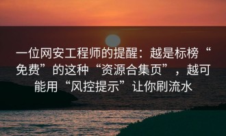 一位网安工程师的提醒：越是标榜“免费”的这种“资源合集页”，越可能用“风控提示”让你刷流水