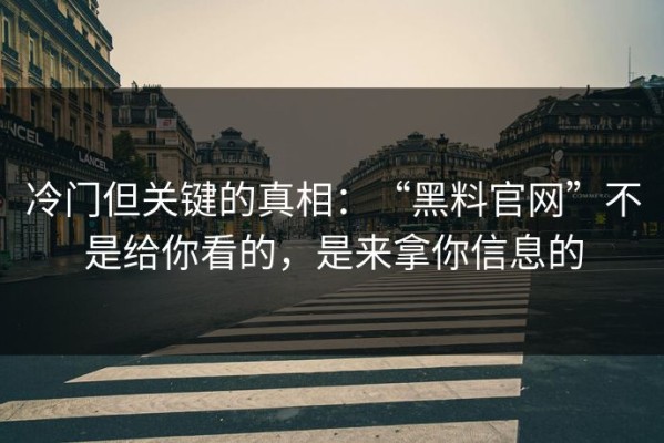 冷门但关键的真相：“黑料官网”不是给你看的，是来拿你信息的