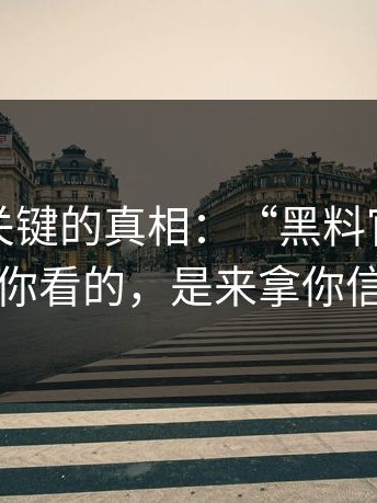冷门但关键的真相：“黑料官网”不是给你看的，是来拿你信息的