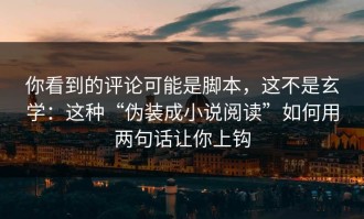 你看到的评论可能是脚本，这不是玄学：这种“伪装成小说阅读”如何用两句话让你上钩