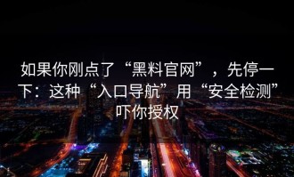 如果你刚点了“黑料官网”，先停一下：这种“入口导航”用“安全检测”吓你授权