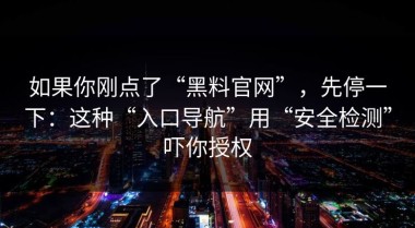 如果你刚点了“黑料官网”，先停一下：这种“入口导航”用“安全检测”吓你授权
