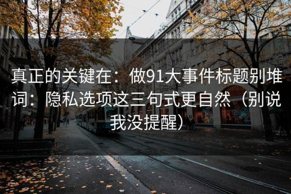真正的关键在：做91大事件标题别堆词：隐私选项这三句式更自然（别说我没提醒）