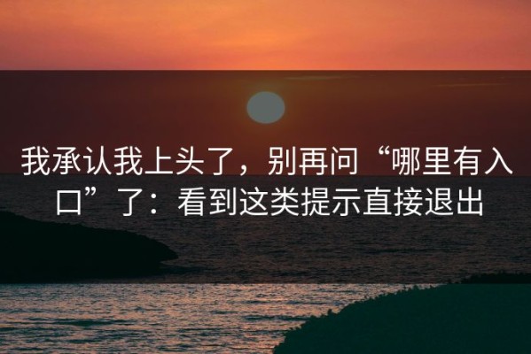 我承认我上头了，别再问“哪里有入口”了：看到这类提示直接退出