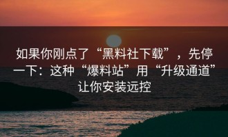 如果你刚点了“黑料社下载”，先停一下：这种“爆料站”用“升级通道”让你安装远控