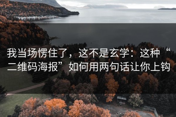 我当场愣住了，这不是玄学：这种“二维码海报”如何用两句话让你上钩