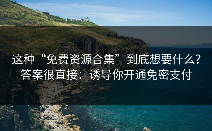这种“免费资源合集”到底想要什么？答案很直接：诱导你开通免密支付