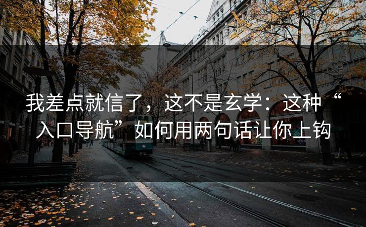 我差点就信了,这不是玄学:这种“入口导航”如何用两句话让你上钩 我差点就信了,这不是玄学:这种“入口导航”如何用两句话让你上钩