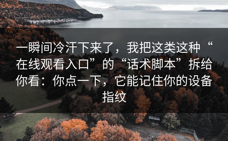 一瞬间冷汗下来了，我把这类这种“在线观看入口”的“话术脚本”拆给你看：你点一下，它能记住你的设备指纹