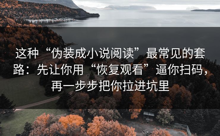 这种“伪装成小说阅读”最常见的套路：先让你用“恢复观看”逼你扫码，再一步步把你拉进坑里
