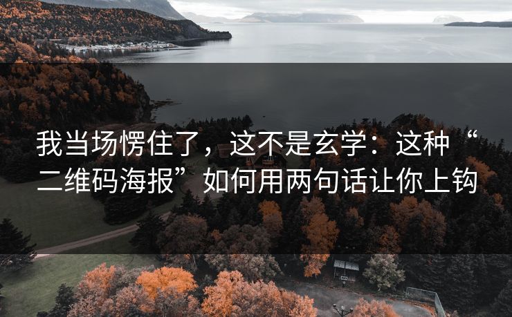 我当场愣住了，这不是玄学：这种“二维码海报”如何用两句话让你上钩