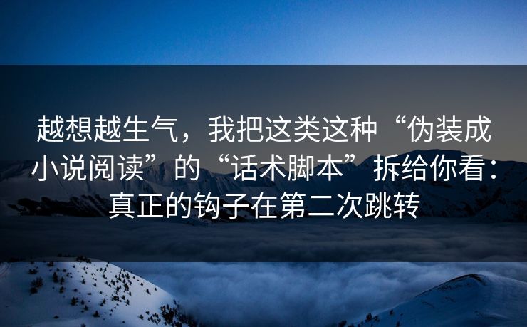 越想越生气，我把这类这种“伪装成小说阅读”的“话术脚本”拆给你看：真正的钩子在第二次跳转