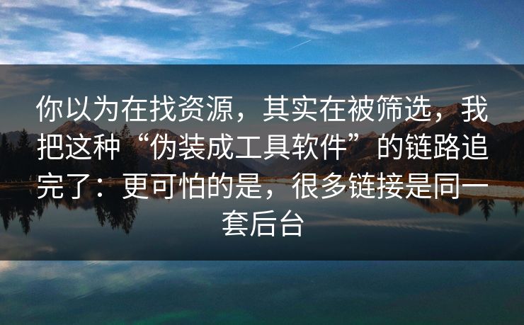 你以为在找资源，其实在被筛选，我把这种“伪装成工具软件”的链路追完了：更可怕的是，很多链接是同一套后台